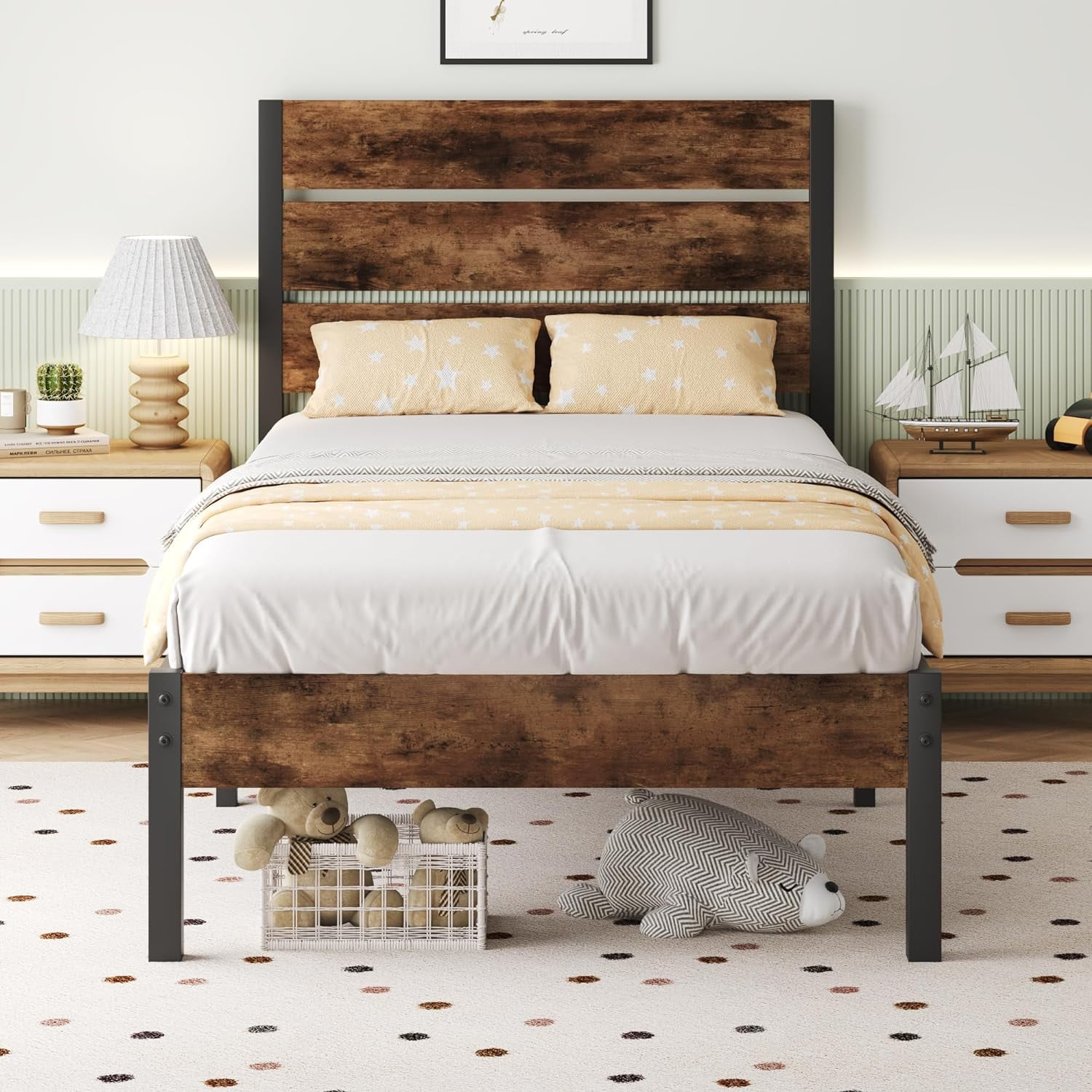 Lifezone Full Bed Frame with Headboard and Footboard, Metal Full Bed