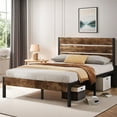 thumbnail image 1 of Lifezone Full Bed Frame with Rustic Vintage Wood Headboard and Footboard,Metal Support,Rustic Brown, 1 of 7