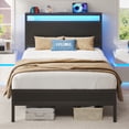 thumbnail image 1 of Twin Bed Frame with Headboard & Footboard, Charging Station & LED Light, Under-Bed-Storage, No Box Spring Needed, Noise Free, Easy Assembly, Black, 1 of 8