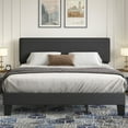 Lifezone Upholstered King Size Bed Frame with Adjustable Headboard