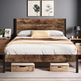 thumbnail image 1 of Lifezone Queen Bed Frame with Rustic Vintage Wood Headboard and Footboard,Metal Support,Rustic Brown, 1 of 7