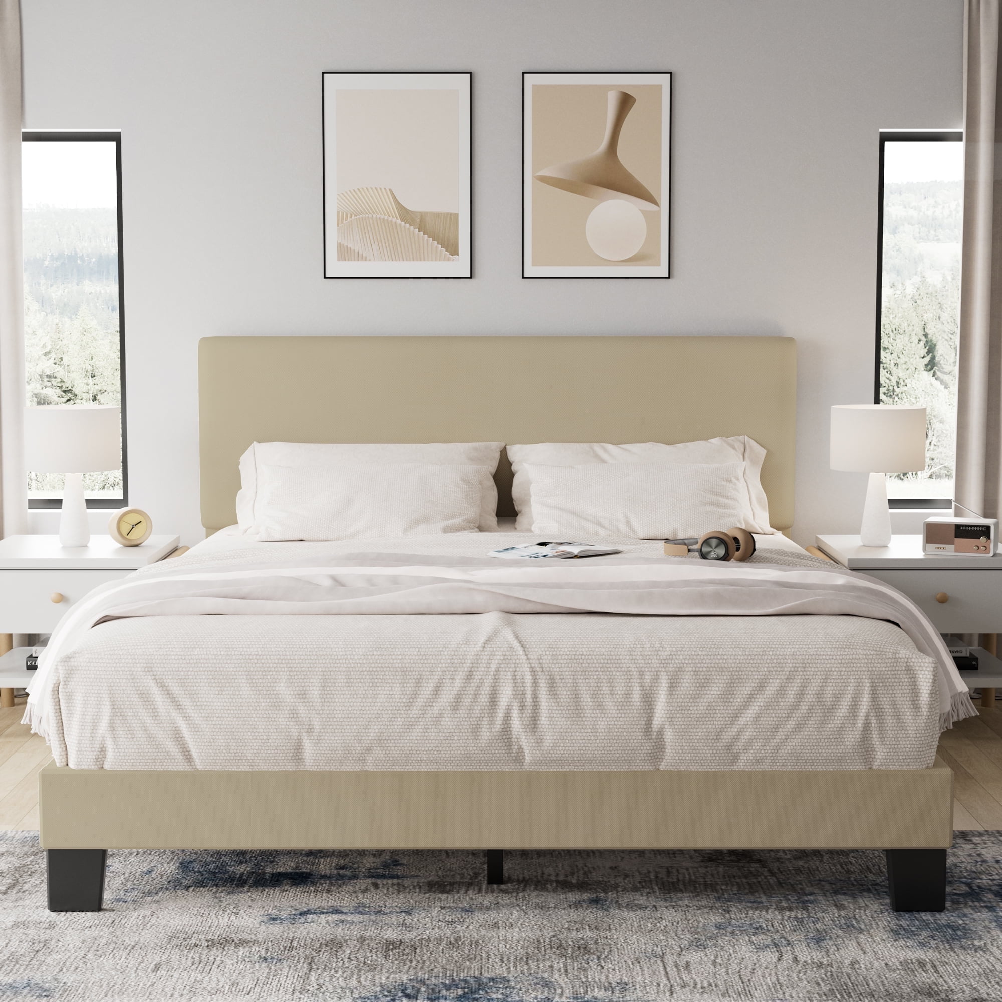 クイーンサイズ ベッドフレーム queen size bed frame Amazon.com: Lifezone Queen Bed Frame with Headboard