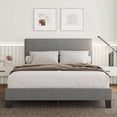 Lifezone Queen Size Light Grey Bed Frame with Adjustable Headboard