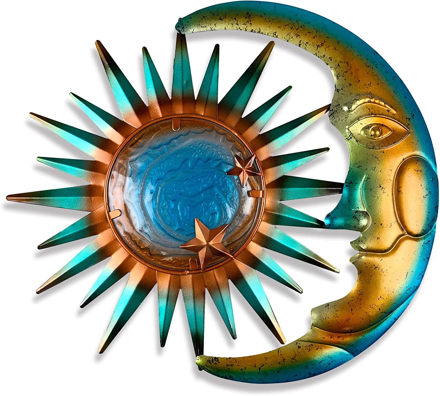 Liffy Artistic Metal Sun and Moon Wall DecorHanging Moon Star Metal Wall Art for Bathroom