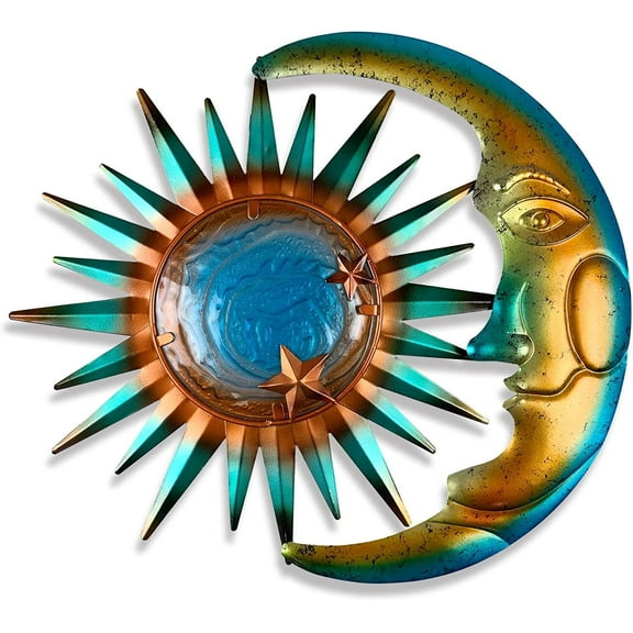Liffy Artistic Sun and Moon Metal Wall Decor - Hanging Moon and Star Art for Bathroom, Bedroom, Porch - 13" Height - Enhance Your Living Space with Stunning Detail