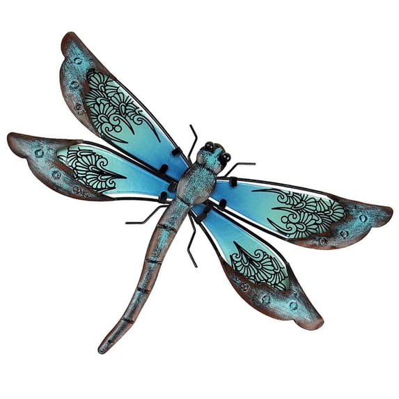 LIFFY Metal Dragonfly Wall Decor - Outdoor Garden Art for Patio, Living Room, Bedroom - Dragonfly Gifts (14inch, Metal & Glass)