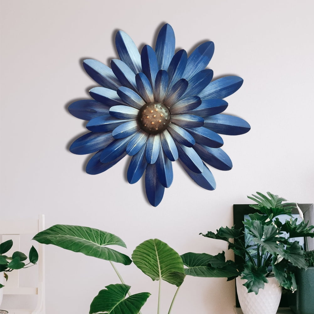 Liffy Large Metal Flower Wall Decor20 inches 3D Metal Wall Art for Outdoor DecorationBlue