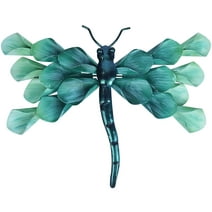 Liffy Metal Dragonfly Wall Art - 14" Decorative Green Dragonfly with Leaf-shaped Wings, Perfect for Indoor or Outdoor Decor