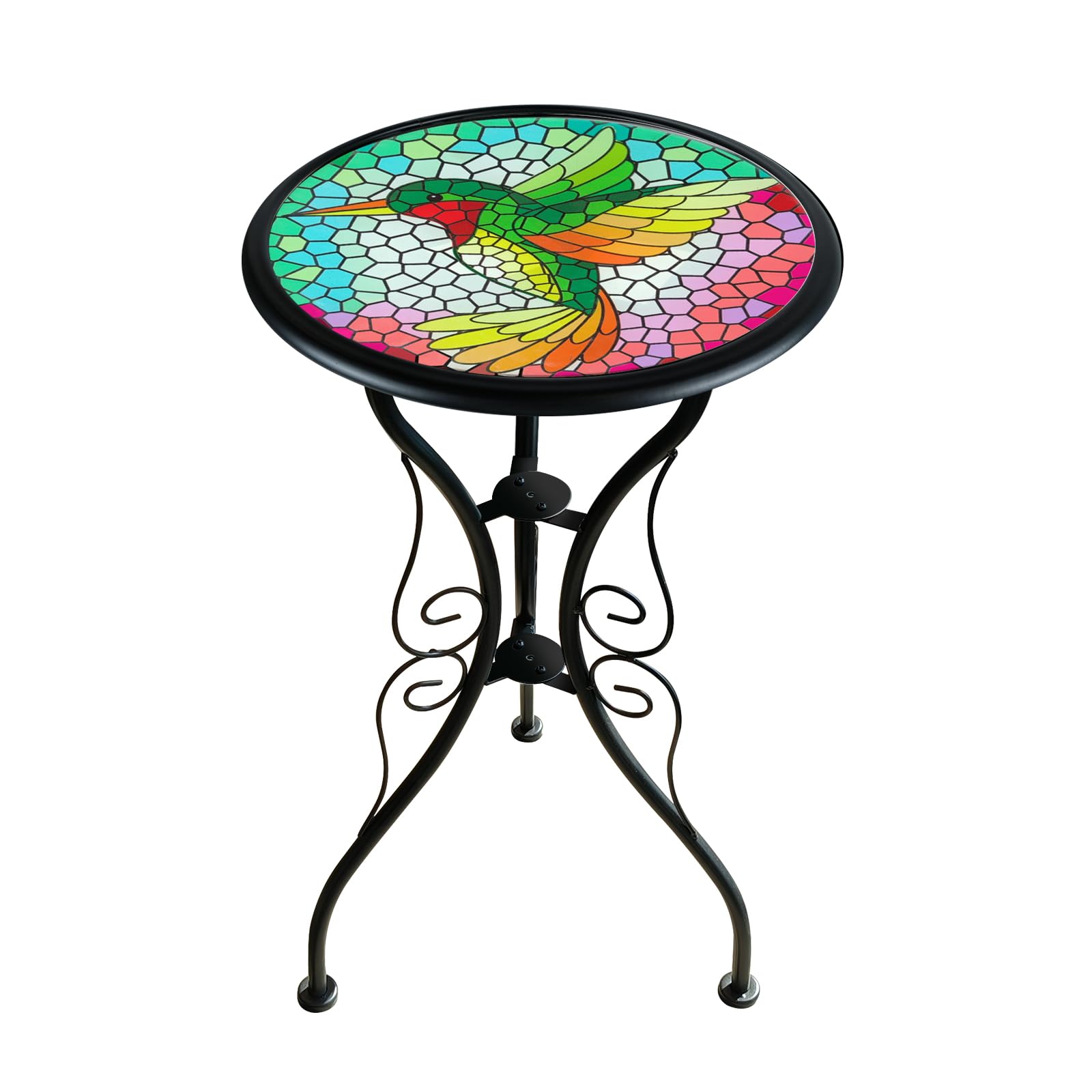 Adeco FT0240green Home Garden Accent Round Iron Metal Stool Side Plant