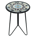 thumbnail image 1 of Liffy Outdoor Mosaic Table - Stylish Flower Art Design Metal & Glass End Table-Plant Stand for Patio, Balcony and Living Room - 12x12x22 inches, 1 of 8
