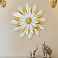 thumbnail image 1 of Liffy Rustic 3D Flower Wall Decor - Extra Large Gold & White Metal Art for Home or Patio (20") - Stunning Decoration, 1 of 7