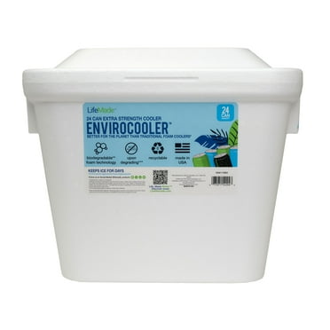 Lifoam Styrofoam Cooler, 28 Quart Foam Cooler, 24 Can Capacity, Whie