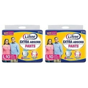 Lifree Extra Absorb Adult Diaper Pants Unisex Large L, 10 Pieces, Waist size 75-105 cm COMB0 PACK