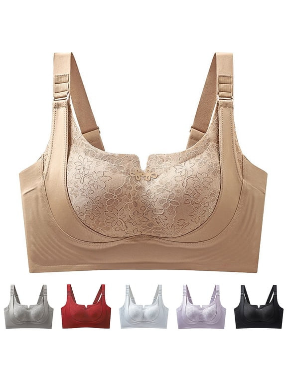 Lift Bust Shaping Bra, Shape Lifting Bra for Seniors Adjustable Bras for Older Women Sagging Breasts Wireless Support Bras Brown 2XL