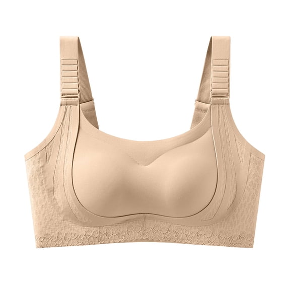 Lift Bust Shaping Bras Wireless Lace Seamless Support Bra Soft Lift Push Up Bra Full Coverage Full Support Bra Wide Adjustable Straps Padded Everyday Comfort Bra No Underwire Bralettes Beige L