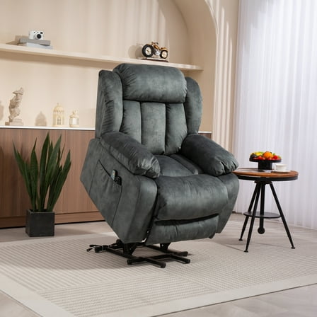 Lift Chairs for Elderly, 23in Oversized Lift Recliners 330b Capacity, Power Lift Recliner Chair for Living Room, Heavy-Duty Theater Recliner Sofa, with Massage and Heat Function, Gray Blue