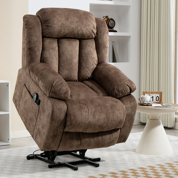 Lift Chairs for Elderly, 23in Oversized Lift Recliners 330b Capacity, Power Lift Recliner Chair for Living Room, Heavy-Duty Theater Recliner Sofa, with Massage and Heat Function, Brown