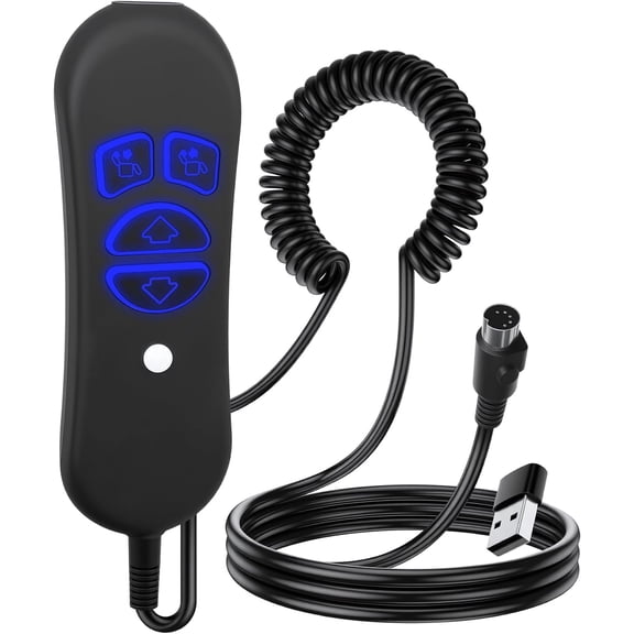 Lift Chair Remote Replacement, 4-Button Dual Motor Remote for Lift Chair & Recliner Replacement Parts, LED Backlight, USB Charging Port & Type-C Adapter, Recliner Hand Control, Universal 5-Pin Plug