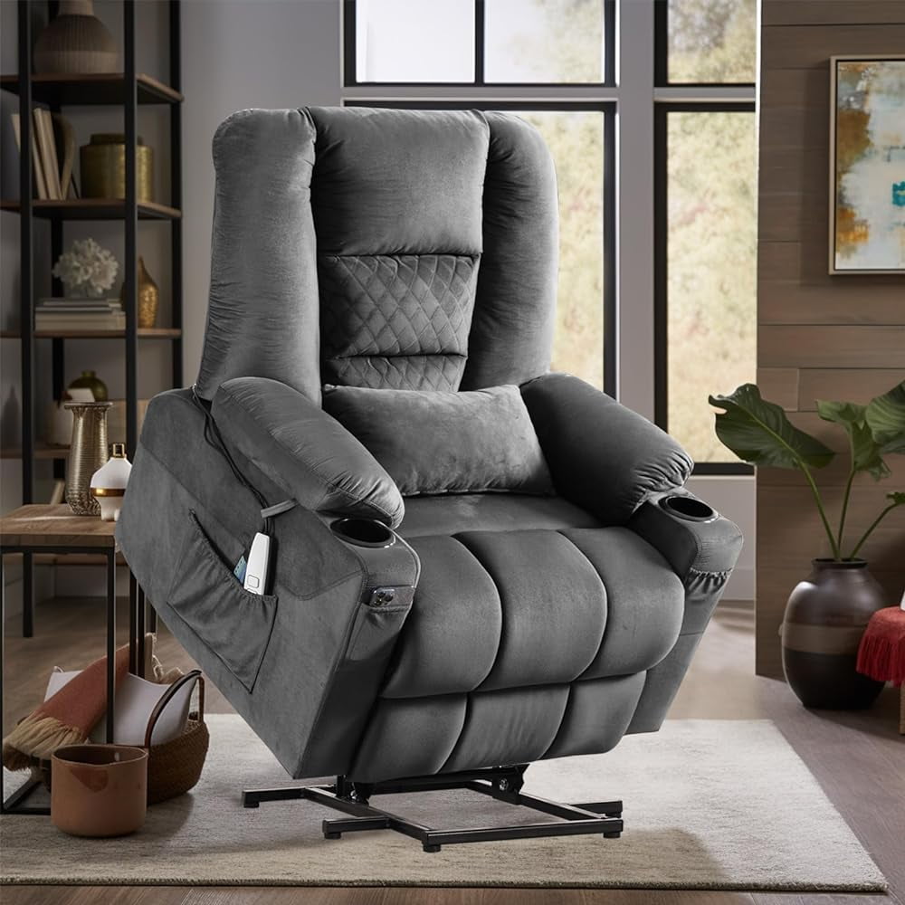 Lift Chairs Recliners For Elderly, Velvet Lift Recliner With Heat And