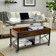 Lift Coffee Table with Wheels, Coffee Table with Hidden Compartment