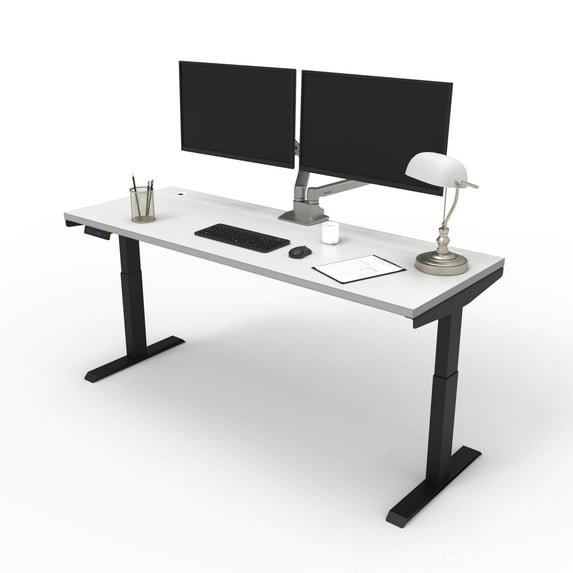 Lift it 66"x24" Electric Standing Desk - Dual Motor Height Adjustable with Memory Presets & USB Charging - White Top with Black Frame
