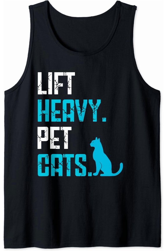 Lift Heavy Pet Cats Fitness Routine With Pet Weightlifting Tank Top Size S-3XL