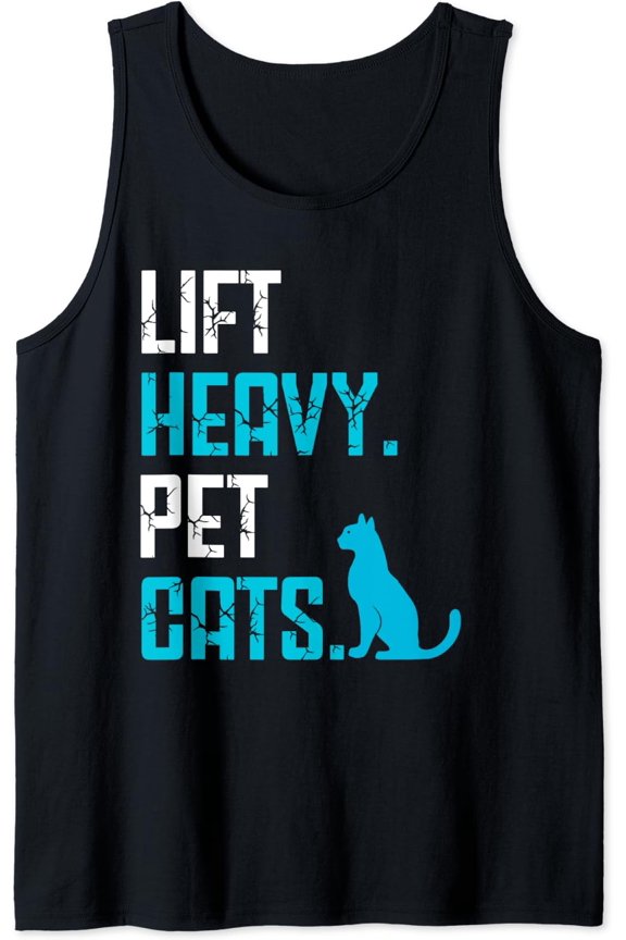 Lift Heavy Pet Cats Fitness Routine With Pet Weightlifting Tank Top Size S-3XL