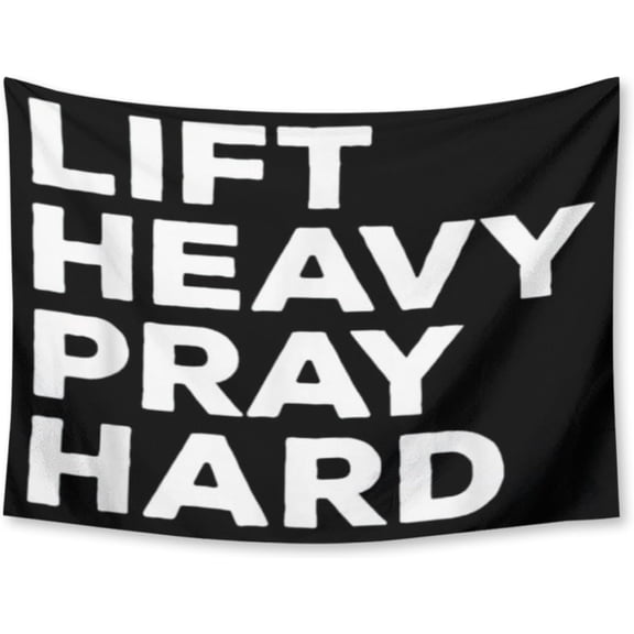 Lift Heavy Pray Hard Christian Gym Powerlifting Cross Tapestry,Wall Hanging for Bedroom College Dorm Asthetic Home Decor, 30X40IN