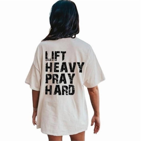 Lift Heavy Pray Hard Christian Gym Tee For Women Trendy Workout Shirt Gift, Kid, Adult Size, Cirela Love
