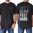 thumbnail image 1 of Lift Heavy Pray Hard Double Sided T-Shirt – Christian Faith Gym Jesus Graphic Tee, Religious Workout Shirt for Men, 1 of 6