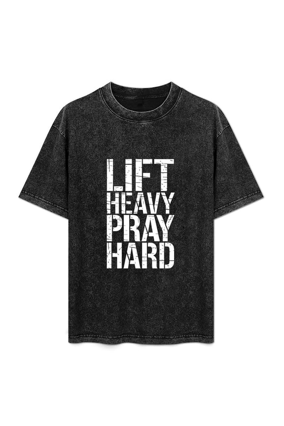 Lift Heavy Pray Hard Fitness Motivation T-Shirt Strength Training Gym Shirt for Men Women Athletes Bodybuilders  Faith Apparel