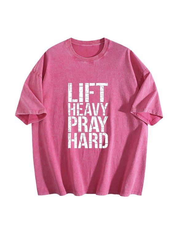 Lift Heavy Pray Hard Fitness Motivation T-Shirt Strength Training Gym Shirt for Men Women Athletes Bodybuilders Faith Apparel