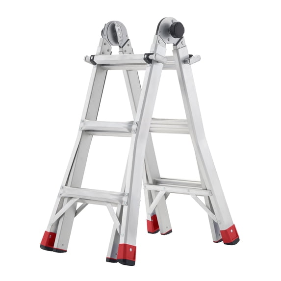 Lift Ladders 14 Foot Multi-Position Aluminum Step Ladder, 375 lb Capacity, Silver