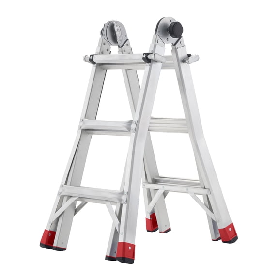 Lift Ladders 14 Foot Multi-Position Aluminum Step Ladder, 375 lb Capacity, Silver
