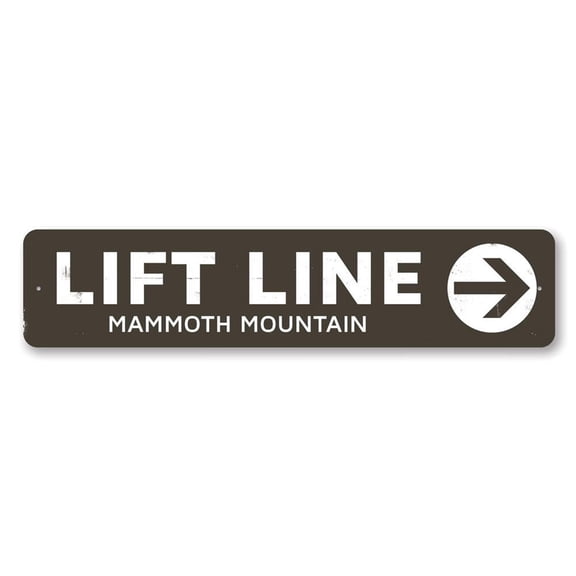 Lift Line Arrow Mountain Lodge Cabin Decor Skiing Aluminum Sign - 4x18 inches
