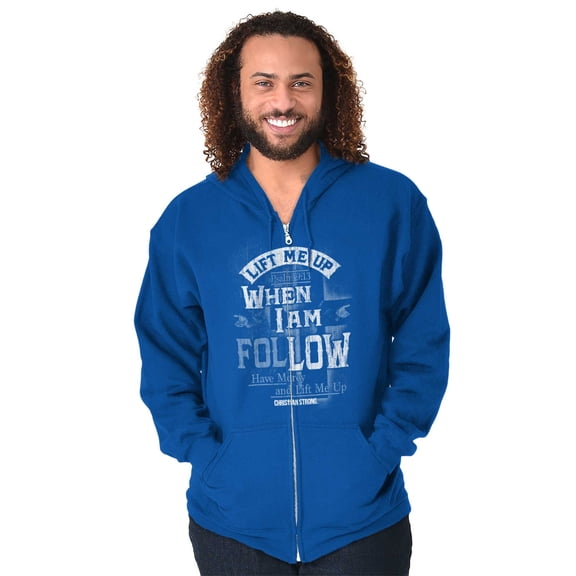 Lift Me Up When Psalm 9:13 Christian Unisex Fleece Graphic Zip Up Hoodie Brisco Brands 5X
