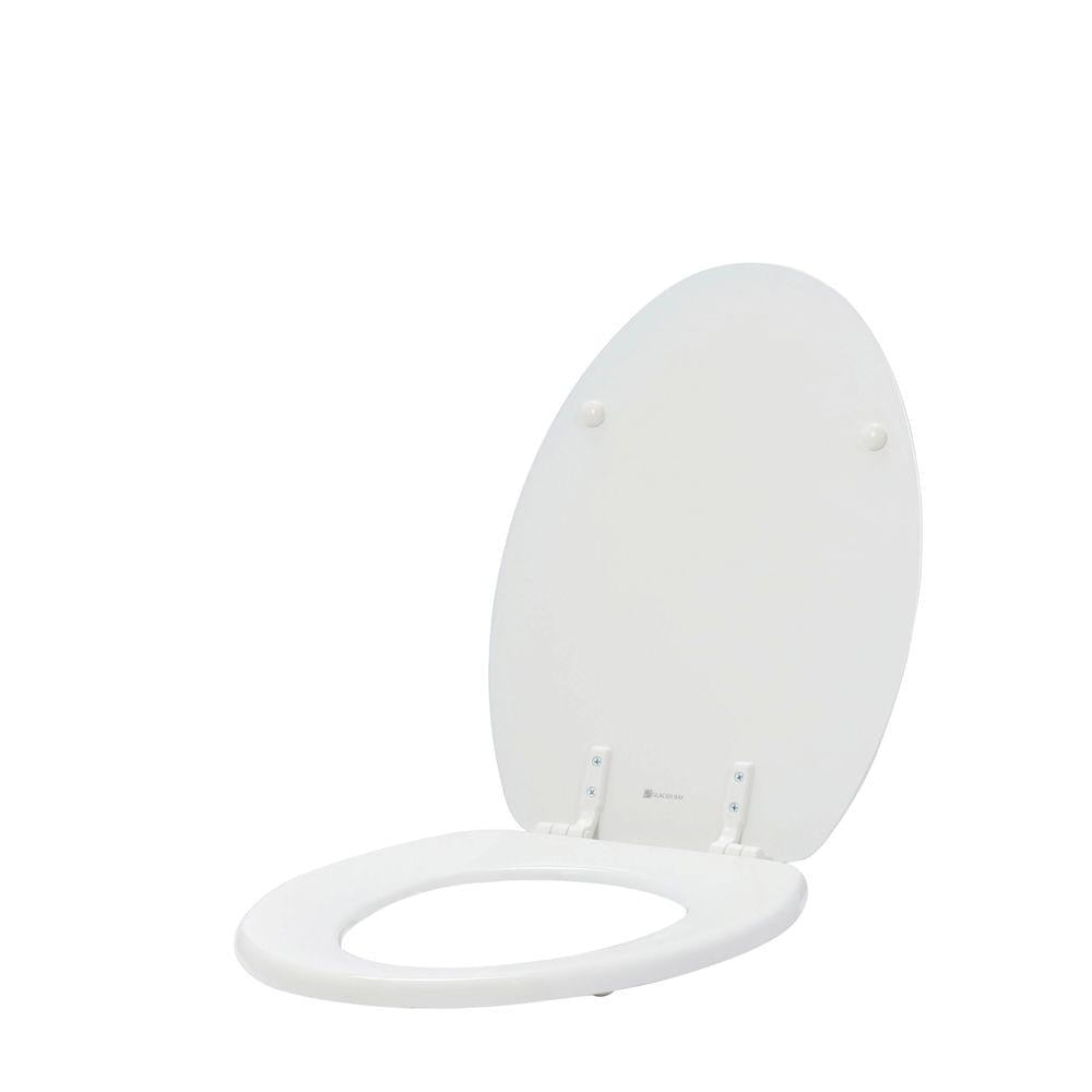 White Elongated Molded Wood Toilet Seat with Lift-Off Hinges
