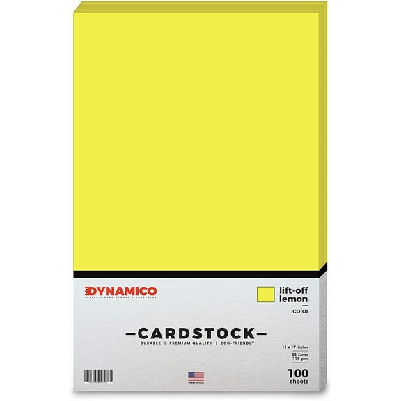 Lift-Off Lemon 11 x 17" Cardstock Paper - Tabloid/Ledger - for Cards and Stationery Printing | Medium weight 65 LB (175 gsm) Cover Card Stock | 100 Sheets Per Pack