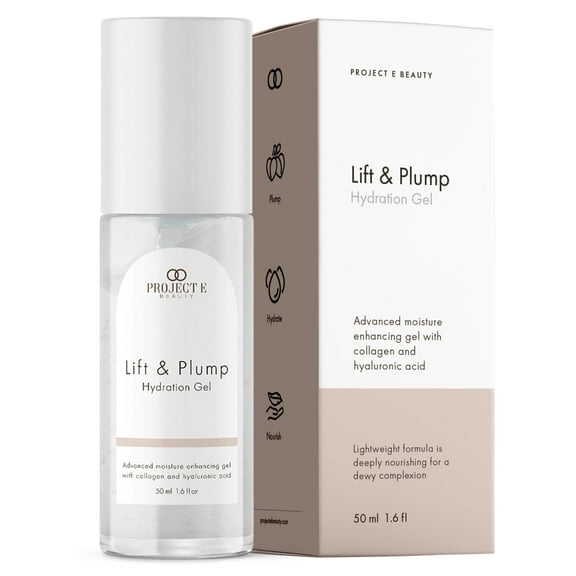 Project E Beauty Lift & Plump Hydration Gel | Moisturizing Gel with Hyaluronic Acid & Collagen | Targets Fine Lines & Wrinkles