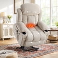 thumbnail image 1 of Lift Chair for Elderly, Power Lift Recliner Chair with Heat and Massage, 24.5" Oversized Massage Recliner for Living Room with Remote Control, Cup Holders, Easy Stand, 350lbs Capacity, Beige, 1 of 10