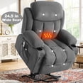 thumbnail image 1 of Lift Chair for Elderly, Power Lift Recliner Chair with Heat and Massage, 24.5" Oversized Massage Recliner for Living Room with Remote Control, Cup Holders, Easy Stand, 350lbs Capacity, Gray, 1 of 11
