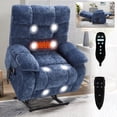 thumbnail image 1 of Dual Motor Power Lift Recliner with Heat Massage, Oversized Electric Lift Chair with Remote, 350LB Capacity, Blue Chenille, Medium-Firm, 1 of 19