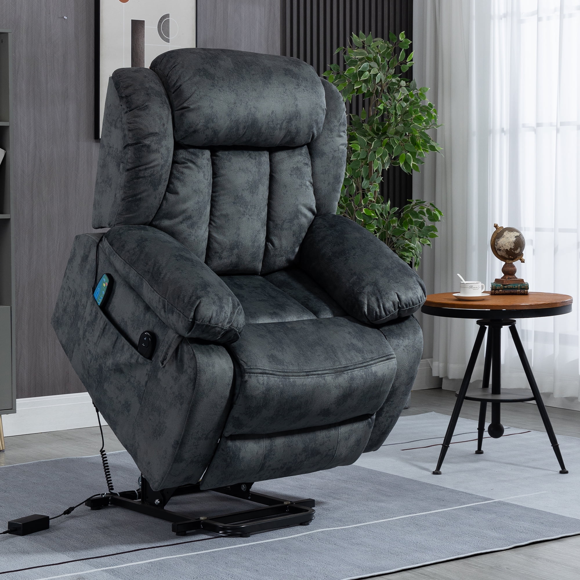 Dropship Lift Chair Recliner For Elderly Power Remote Control Recliner Sofa  Relax Soft Chair Anti-skid Australia Cashmere Fabric Furniture Living Room  Navy Blue to Sell Online at a Lower Price