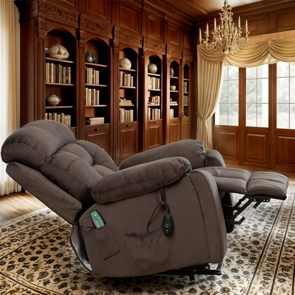 Lift Recliner for Big and Tall Seniors, Lift Chair with Heat and Vibration Massage, 2 Side Pockets, 2 Cup Holder, 2 Remote, OKIN Motor