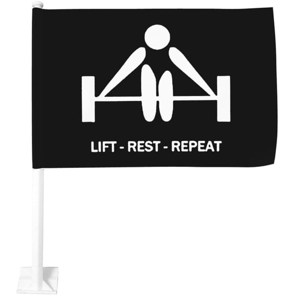 Lift Rest Repeat Weight-Lifting Car Flag Double Sided Printed Car Flag 12x18 Inch