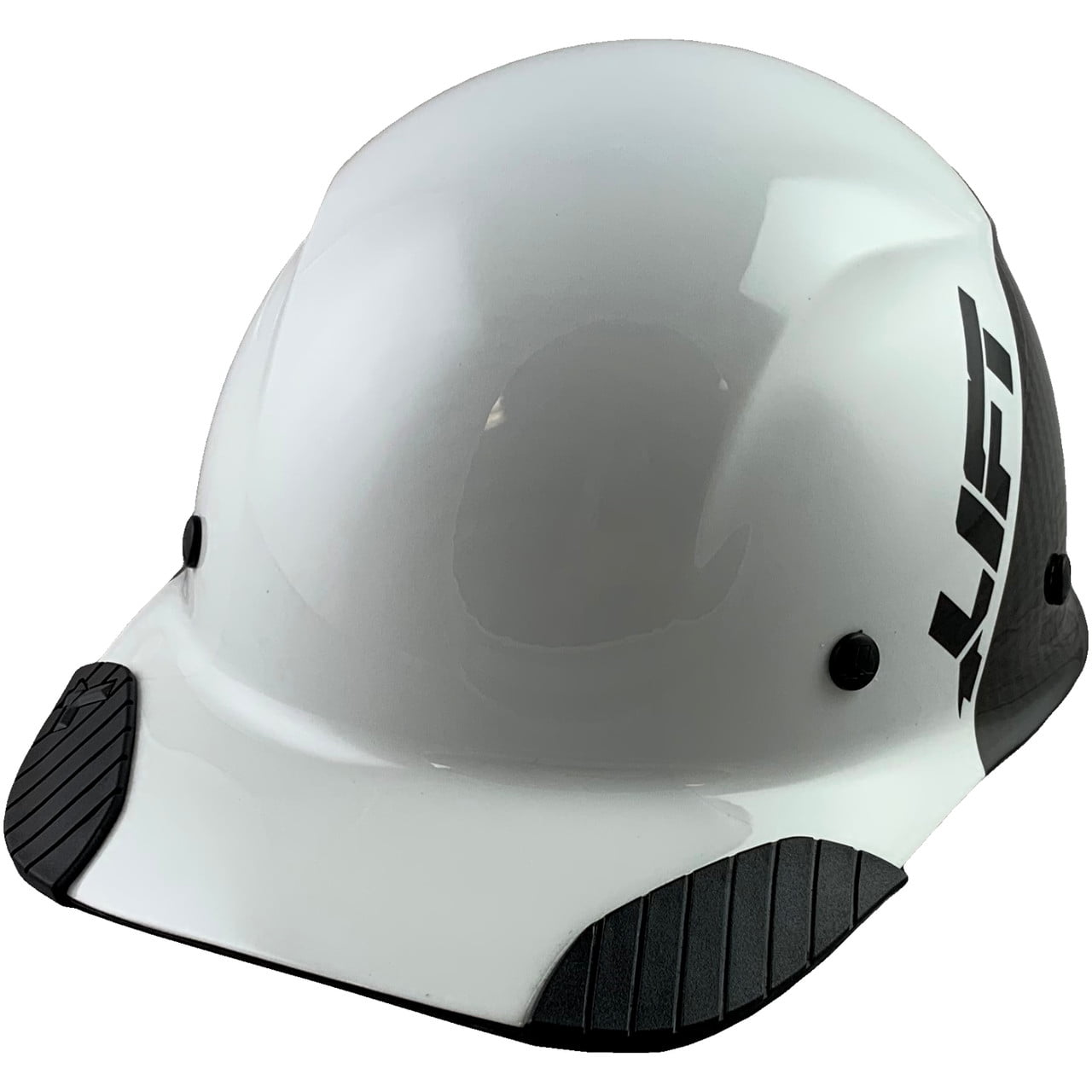 Lift Safety Actual Carbon Fiber Hard Hat - Cap Style Black and White with Tote