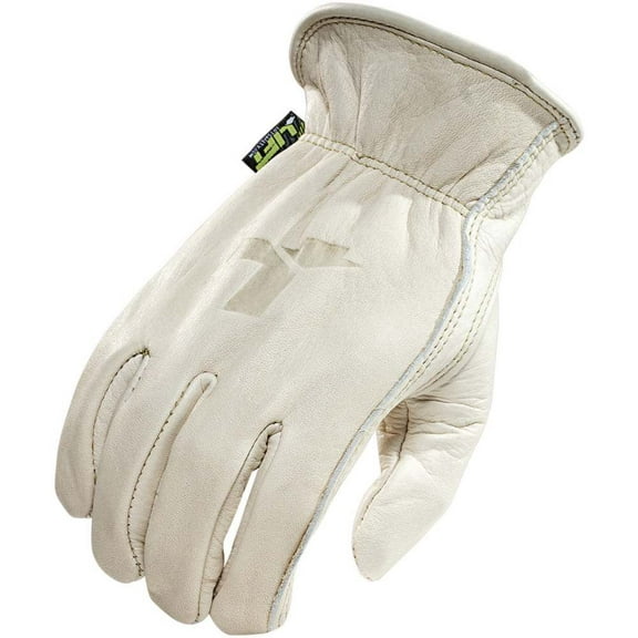 Lift Safety Gloves Top-Grain Cowhide Leather 8 Seconds Large Off-White
