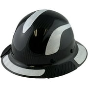 Lift Safety Helmet - Actual Carbon Fiber Full Brim Hard Hat - Glossy Black with White Reflective Decals with Hard Hat Tote Bag