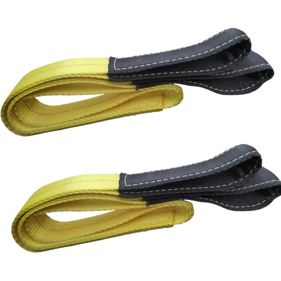 Lift Sling Straps, 5'X2 Heavy Duty Flat Eye Lift Slings Lifting Straps Tree Saver Recovery Strap Winch Strap 2 Packs