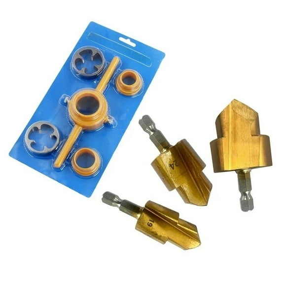 Lift Step Bit NPT Die Set PVC Thread Making Tool 1/2 3/4 1 Hex Shank Plumbing Connection Tool